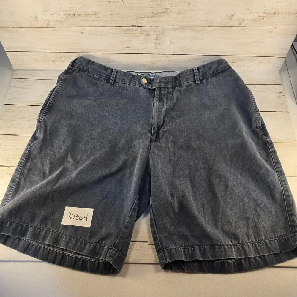 Peter Millar Mens 38 Navy Blue Pima Cotton Flat Front Chino Shorts Made in Peru